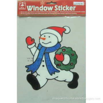 wholesale christmas decorations window gel art sticker , christmas snowman fridge sticker